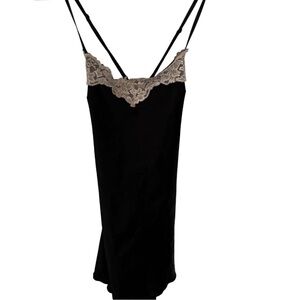 Elegant Black Lace Trim Mini Dress